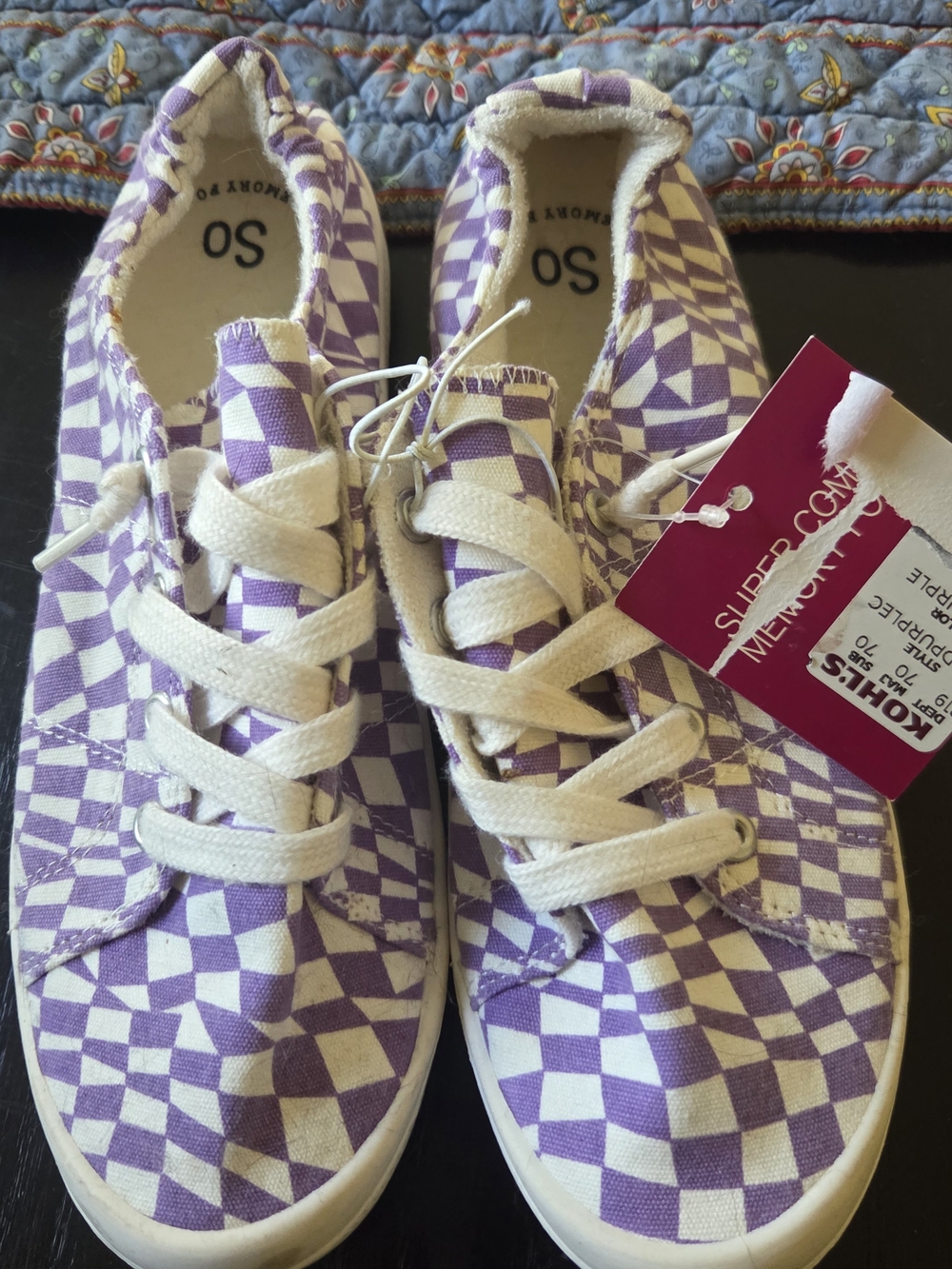 Kohl's  Purple and White Checkerboard Lace-Up Sneakers